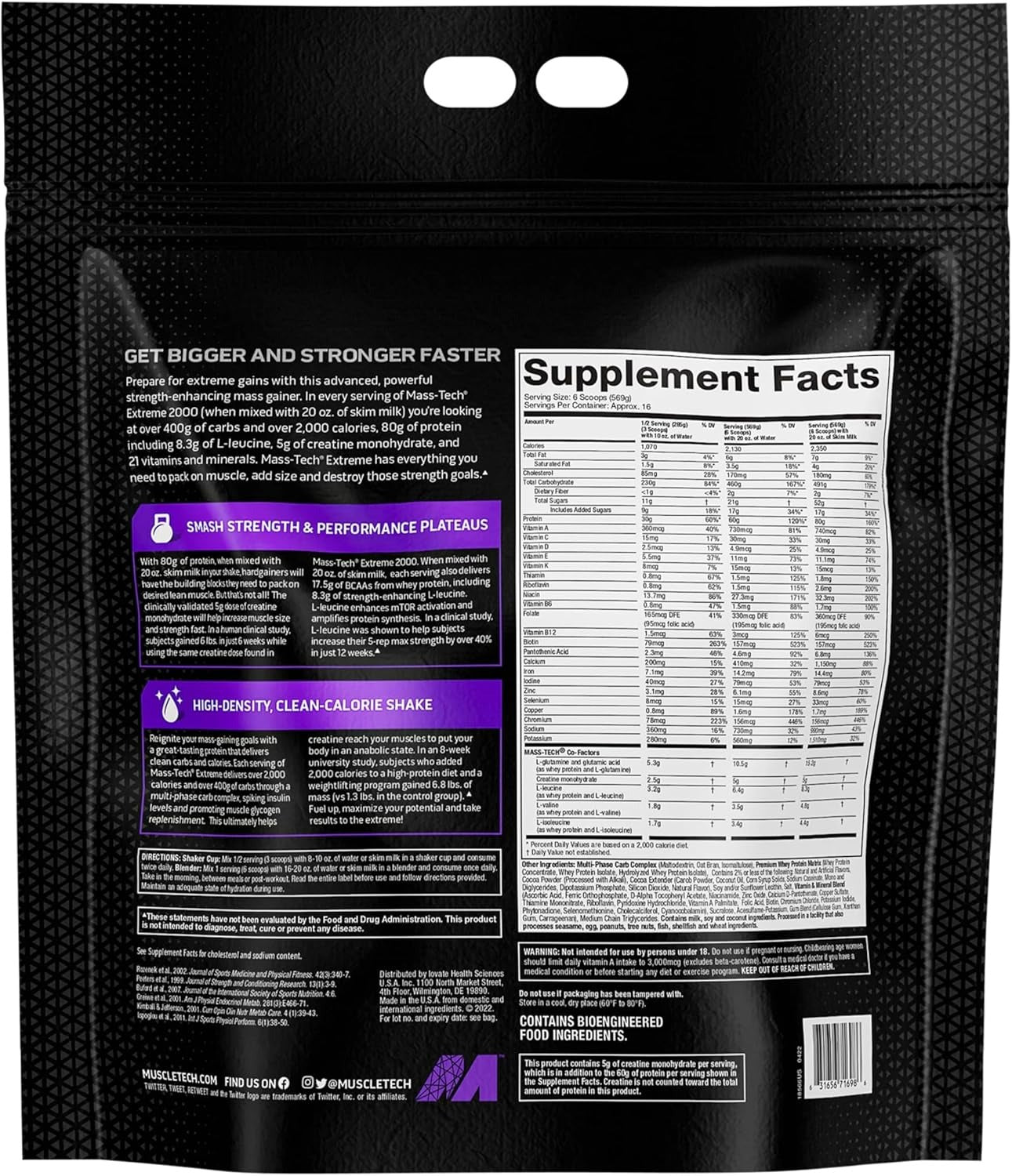 MuscleTech Mass Tech Extreme 2000 Ultimate 100% Muscle Builder Whey Protein Mass Gainer with 80 grmas Protein, 10 grams Creatine & 20 grams Vitamins & Minerals for Men & Women, Vanilla Flavor 6.00 lbs MuscleTech Mass Tech Extreme 2000 Ultimate 100% Muscle Builder Whey Protein Mass Gainer with 80 grmas Protein, 10 grams Creatine & 20 grams Vitamins & Minerals for Men & Women, Vanilla Flavor 6.00 lbs
